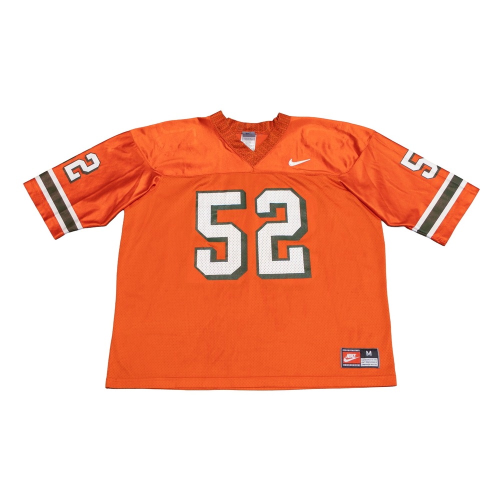 Vintage Nike Miami Hurricanes Ray Lewis #52 Jersey Orange M Made USA NCAA